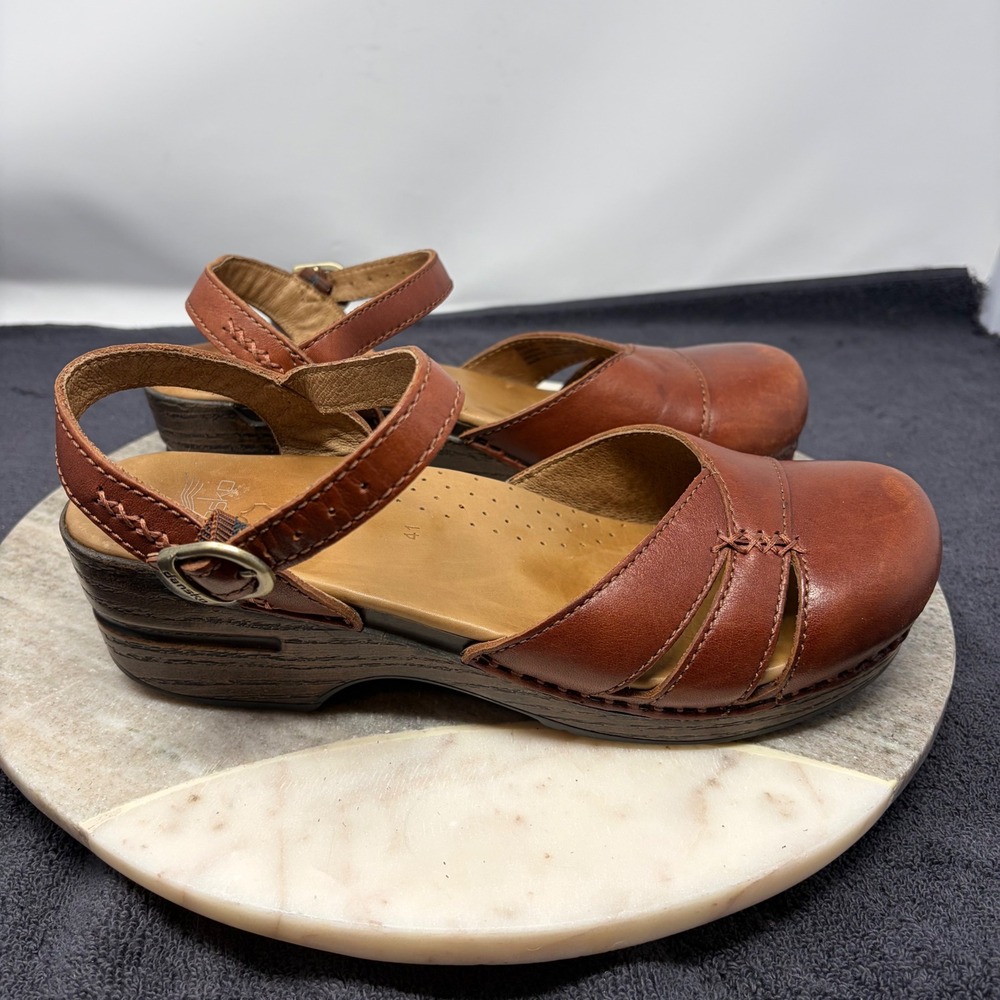 Dansko Margreta Clogs Leather Ankle Strap EU41 US 10 Mary Jane Sandals Shoes